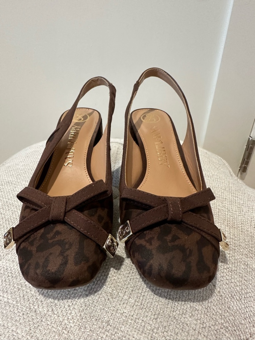 Sam & Libby size 8 Giselle Brown slingback leopard pattern pumps - Picture 2 of 10